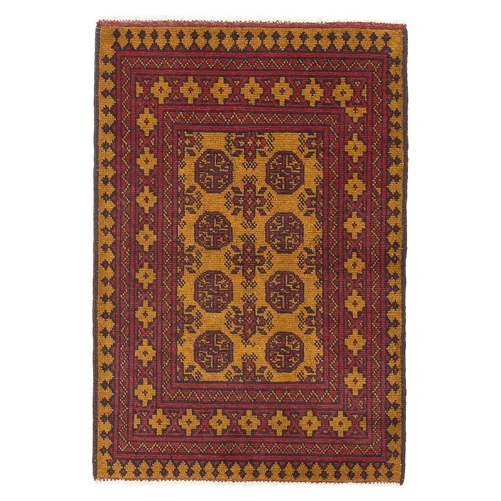ECARPETGALLERY Hand-knotted Afghan Light Brown Wool Rug - 2'9 x 4'1