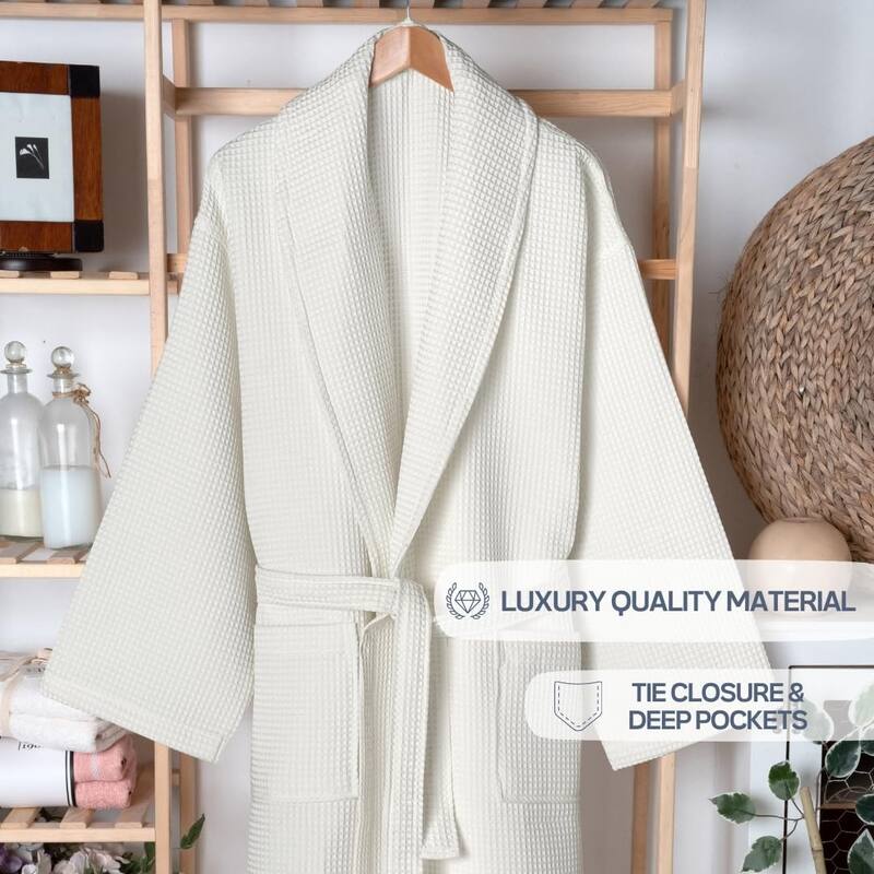 Salbakos Home1961 Lightweight Cotton Waffle Robe – Unisex Spa Bathrobe