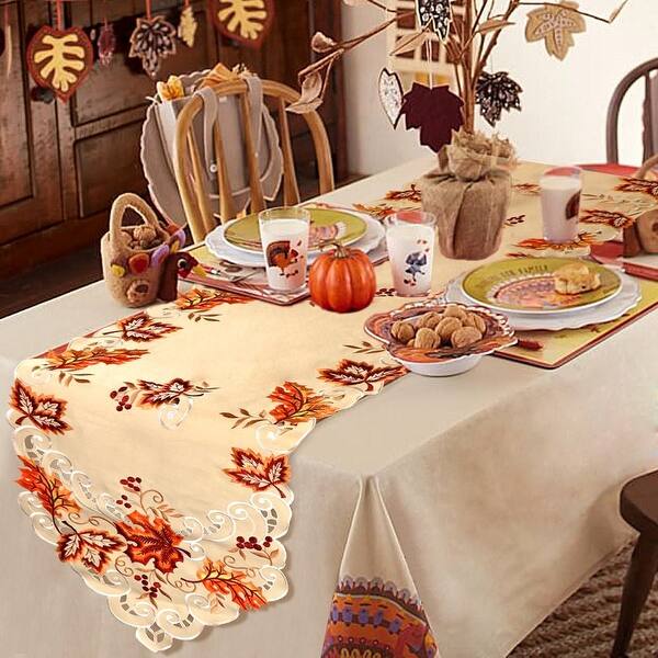 Shop Black Friday Deals On Ourwarm 15 X 48 Inch Embroidered Maple Leaves Table Runner Handmade Table Cover For Fall And Thanksgiving Party Decoration Overstock 29626856