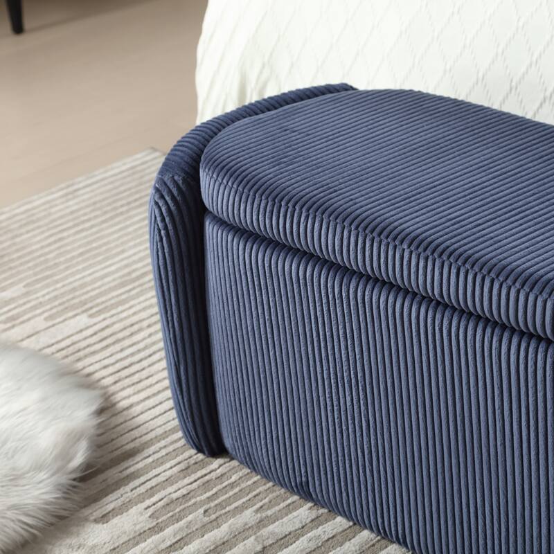 Entryway Upholstered Fabric Storage Ottoman