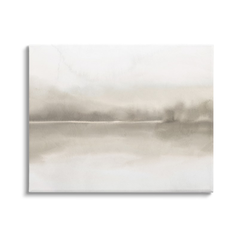 Stupell Hazy Lakeside Landscape Reflection Modern Abstract Design Canvas Wall Art - Brown - 20 x 16