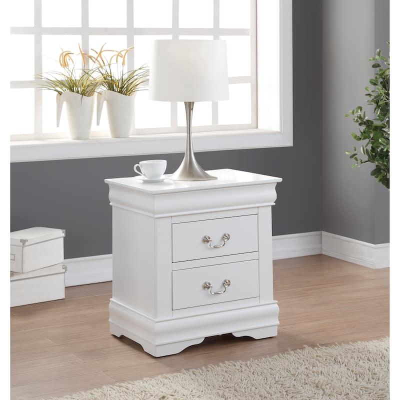 Modern White Nightstand with Two Spacious Drawers - White