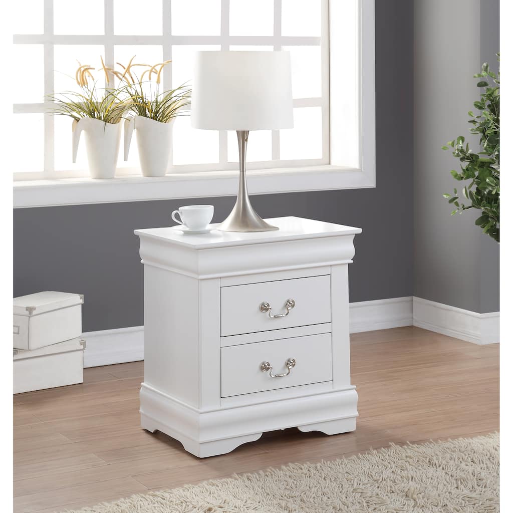 Modern White Nightstand with Two Spacious Drawers