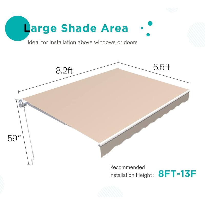 AECOJOY Manual Retractable Patio Awning Outdoor Sunshade Shelter (Cover Only)