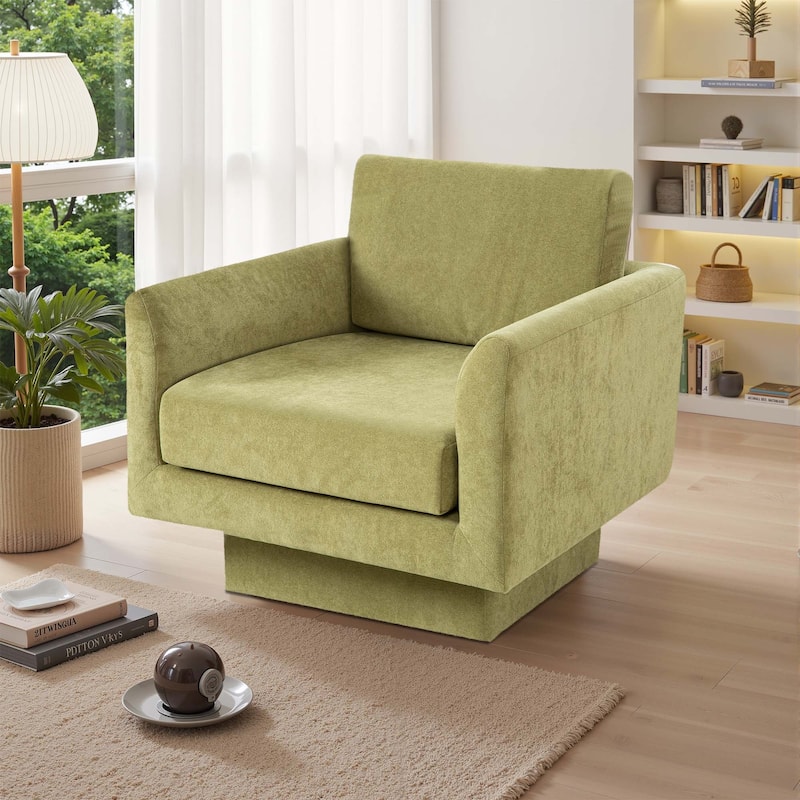 360° Swivel Accent Chair Modern Upholstered Living Room Chair Barrel Chairs - Green