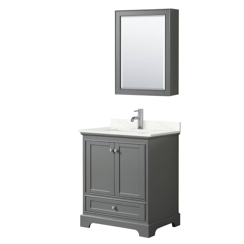 Wyndham Collection WCS202030S-QTZ-UNSMED Deborah 30" Free Standing - Dark Gray / Giotto Quartz Top / Polished Chrome