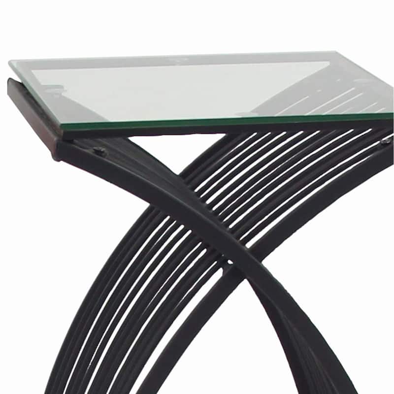 Metal Small Folding Outdoor Seating Set with Navy Cushions - Set of 3 Black - Roche River Decor - 32"W x 21"L x 34"H