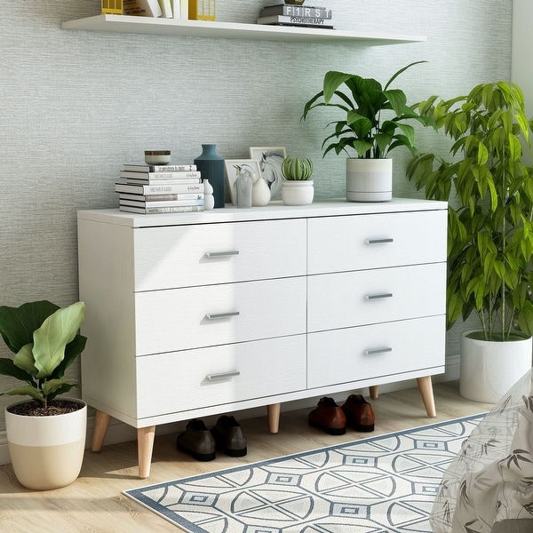 Carson Carrington Gjovik Modern White 6-drawer Dresser. Opens flyout.