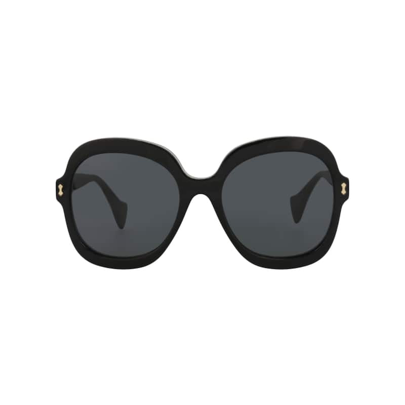 Gucci Round-Frame Acetate Sunglasses - Black Black Grey - Black - Grey Lens