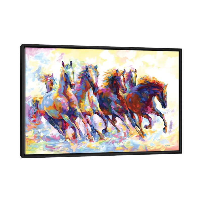 iCanvas "Wild Horses Running" by Leon Devenice Framed Canvas Print - Black - 26x40
