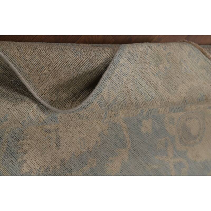 Vegetable Dye Blue Oushak Turkish Rug Handmade Bedroom Wool Carpet - 5'0"x 7'0"