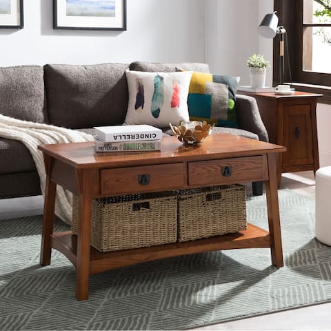 Leick Home Mission Two Drawer Coffee Table with Shelf