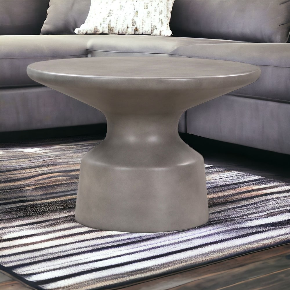 HomeRoots 24" Gray Concrete Round Coffee Table - 24' X '16' X '24