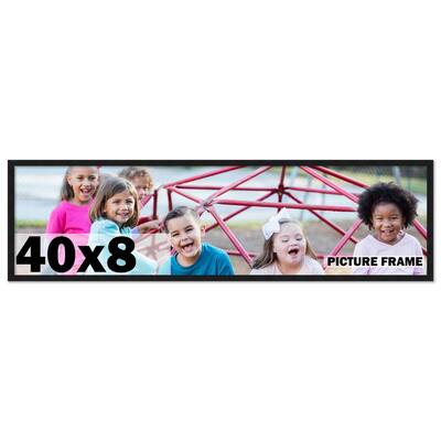 40x8 Frame Black Solid Wood Picture Frame | 0.75 Inch Moulding Width |