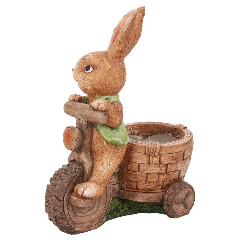 Brown Bunny on a Bicycle MgO Planter