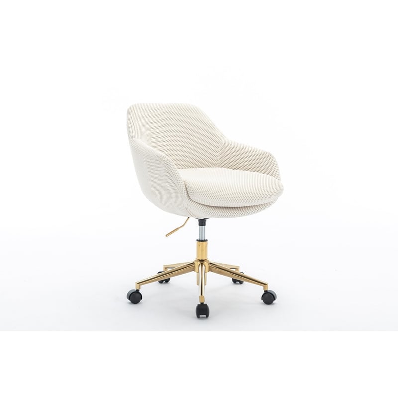 360°Swivel Home Office Chair With Adjustable Height and Gold Metal Base