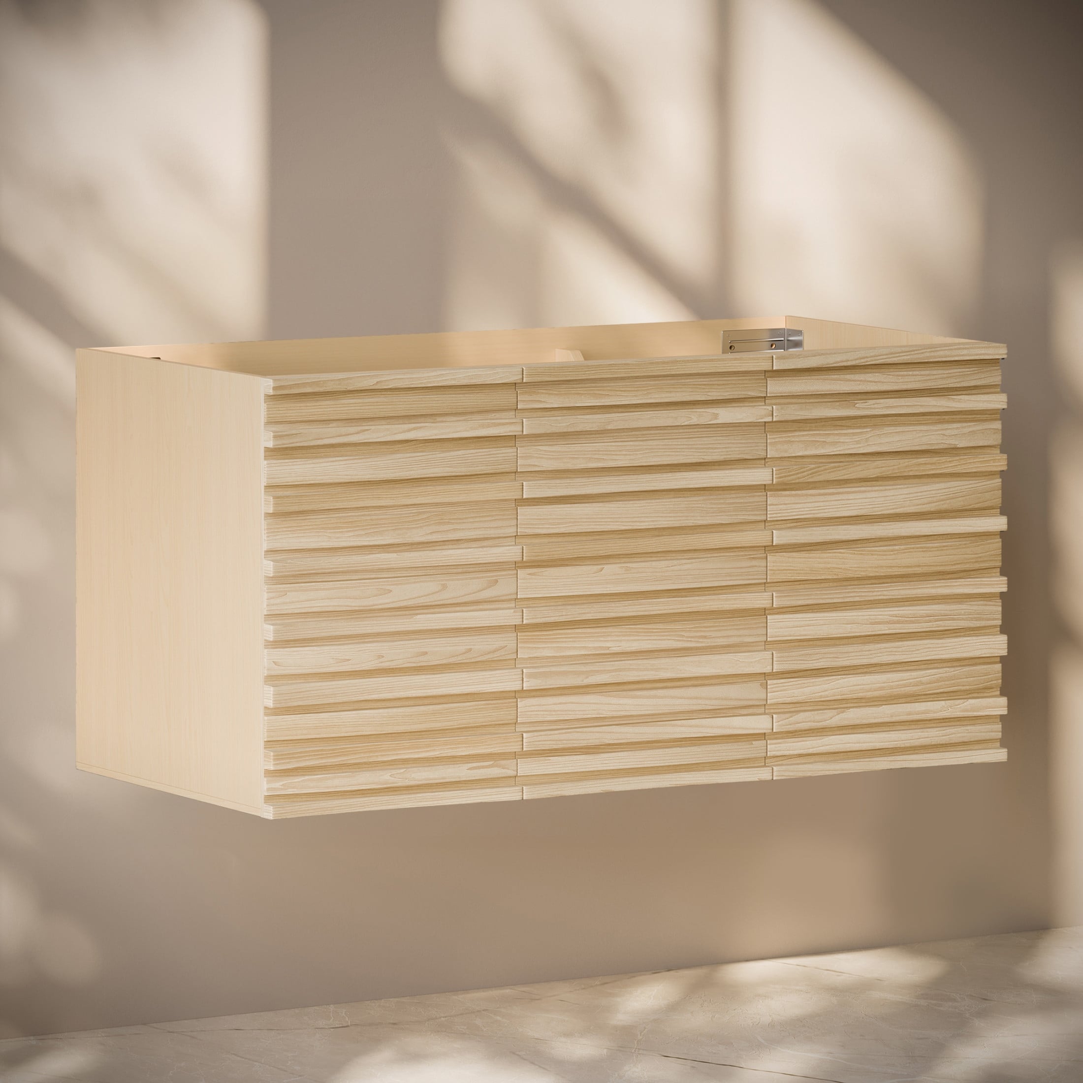 Cascade 48" Wall-Mounted Bathroom Vanity Cabinet Without Top In Natural Oak - 48