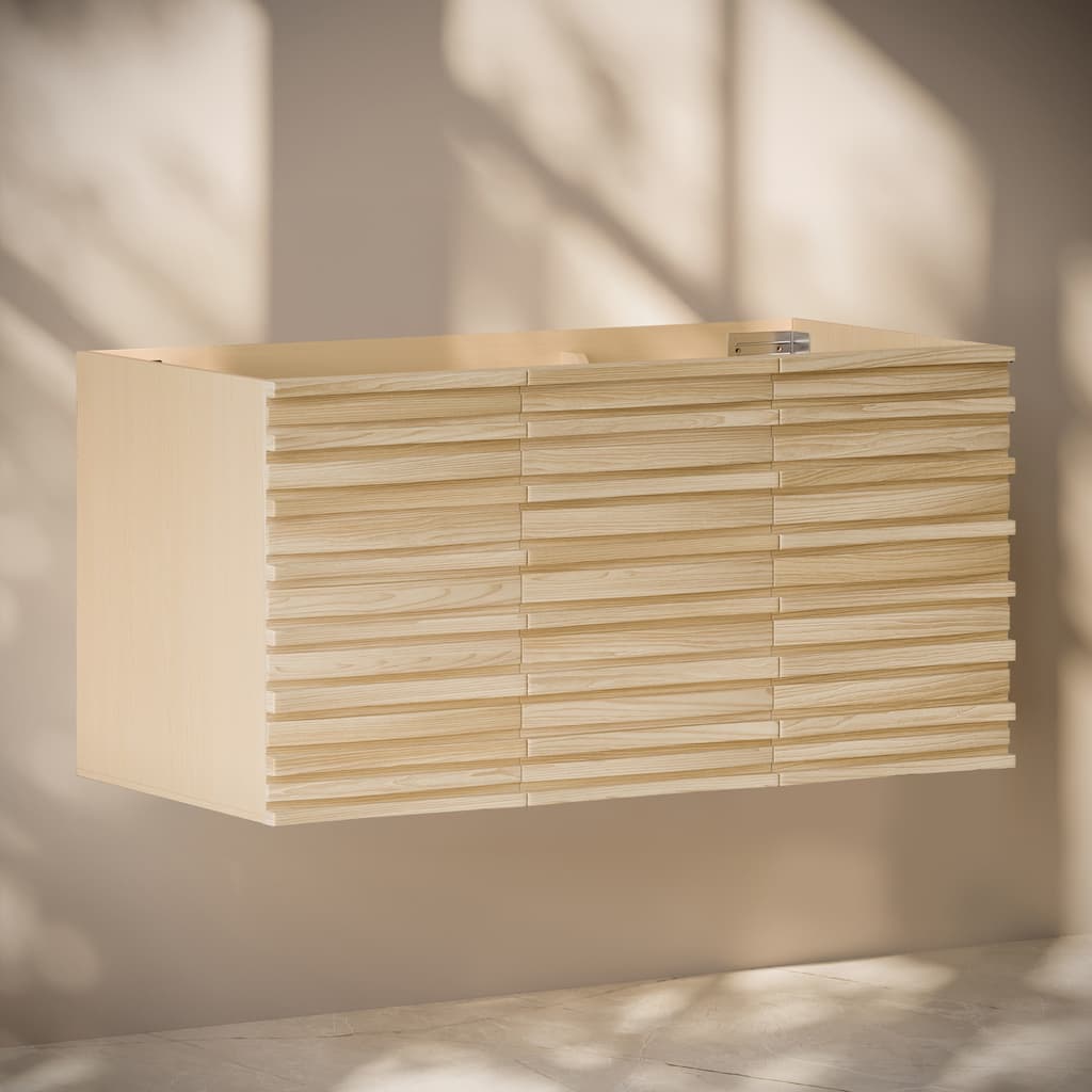 Cascade 48" Wall-Mounted Bathroom Vanity Cabinet Without Top In Natural Oak - 48