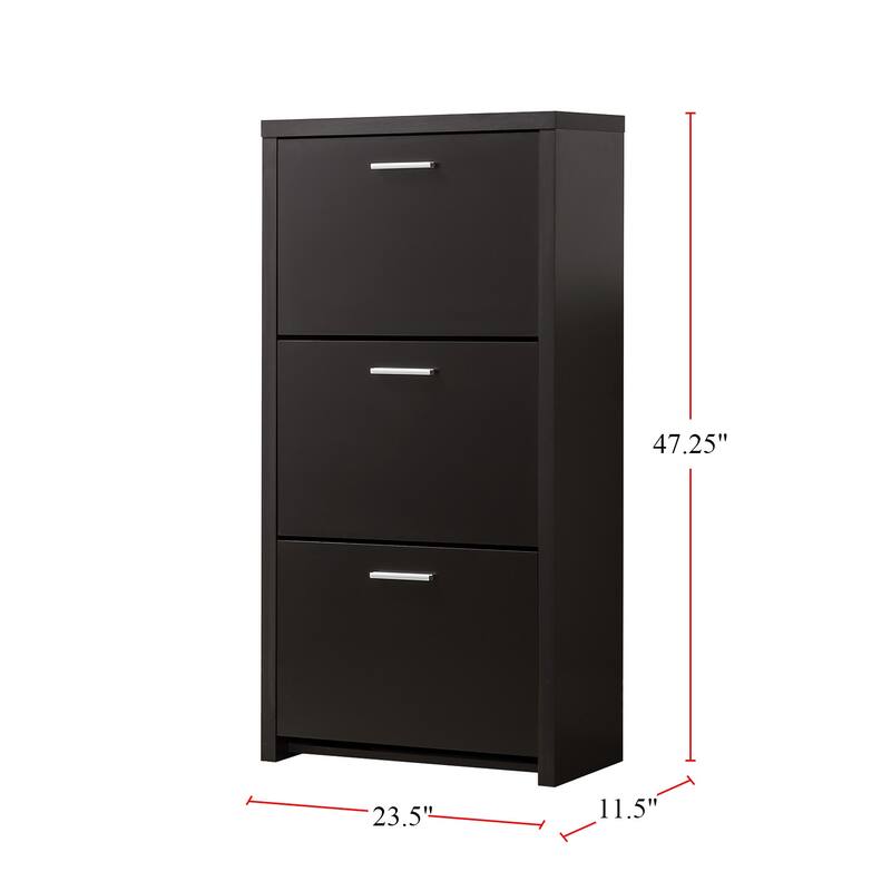 3 Drawers Tall Shoe Cabinet in Black