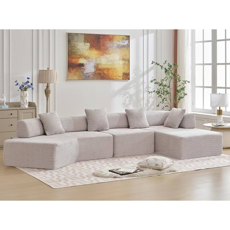 140" L-Shape Cloud Sectional Couch w/ Chaise, Modern Modular Sofa with Deep Seat, Upholstered Couches No Assembly Required