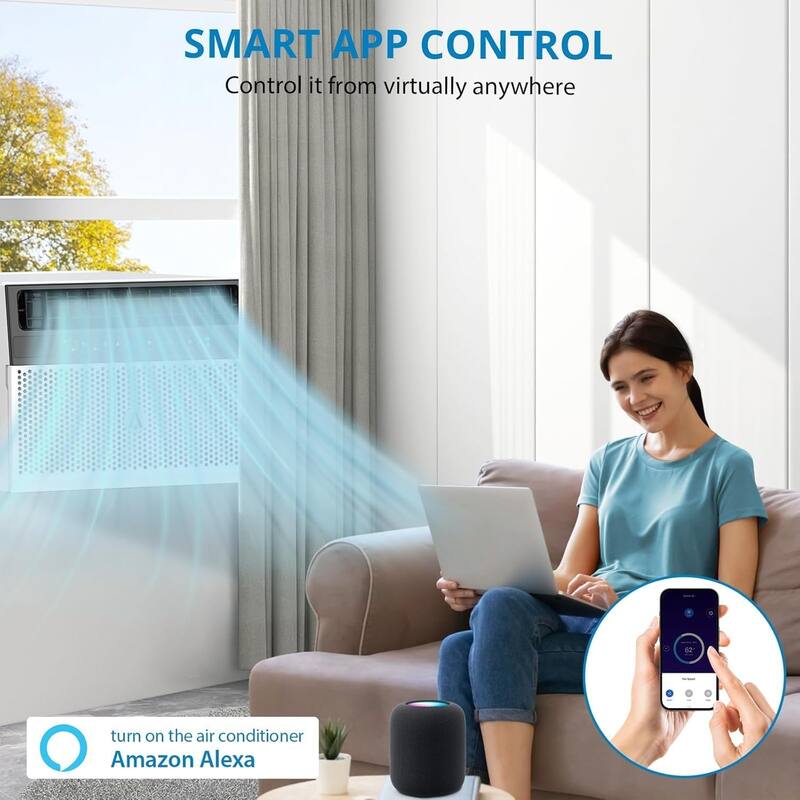 8,000 BTUs Window Air Conditioner, U-Shaped Adjustable Depth, Ultra Quiet, Window AC Unit with Washable Filter