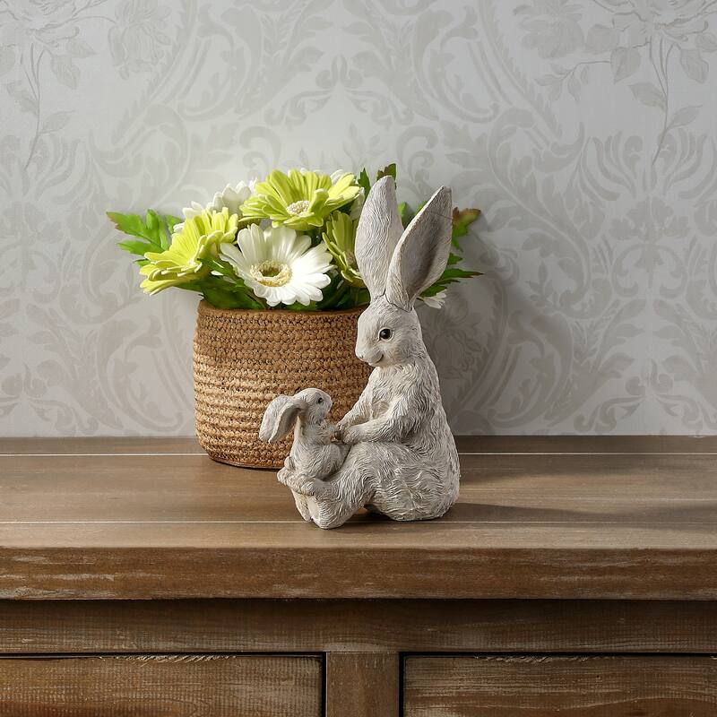 8.5" Resin Bunny With Child
