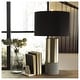 preview thumbnail 1 of 3, Signature Design by Ashley Jacek Grey Brass-tone and Black Table Lamp (Set of 2) Gray/Brass/Black