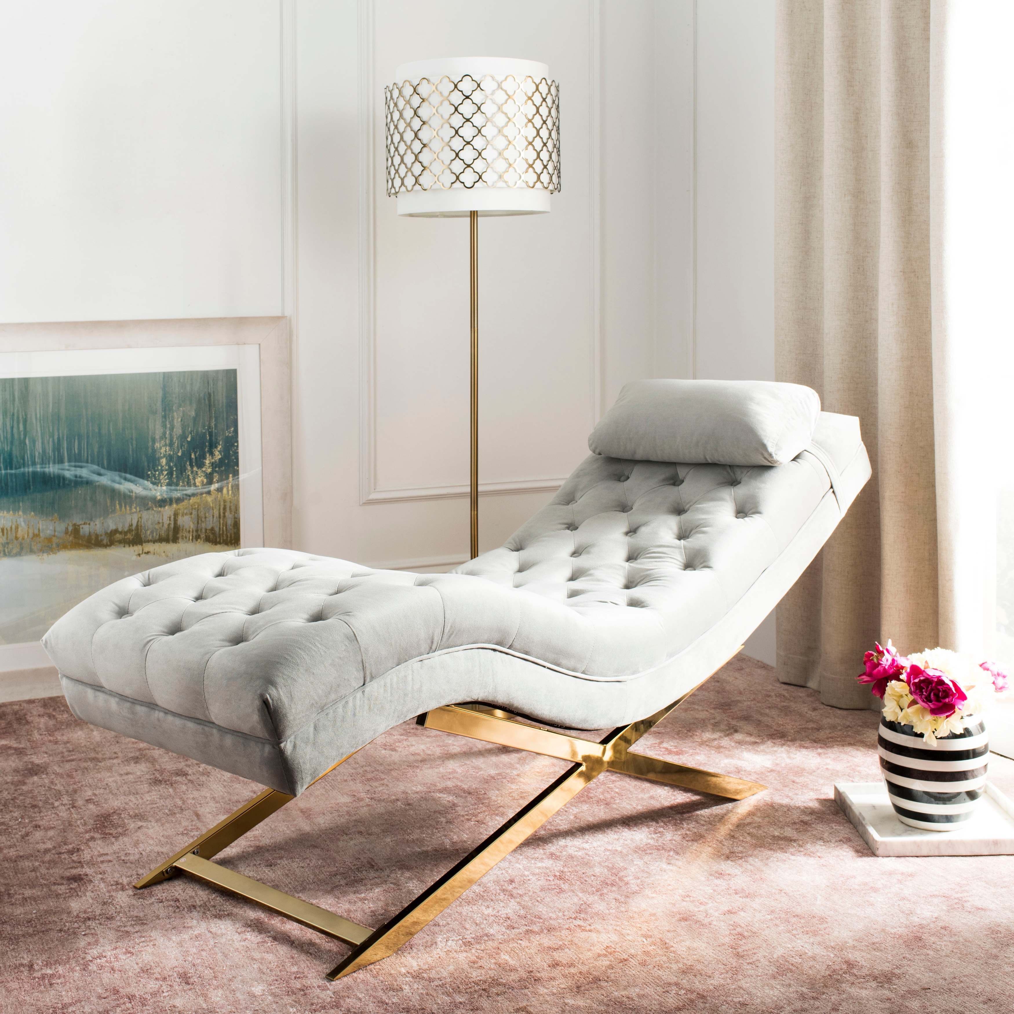 Safavieh caiden velvet discount chaise