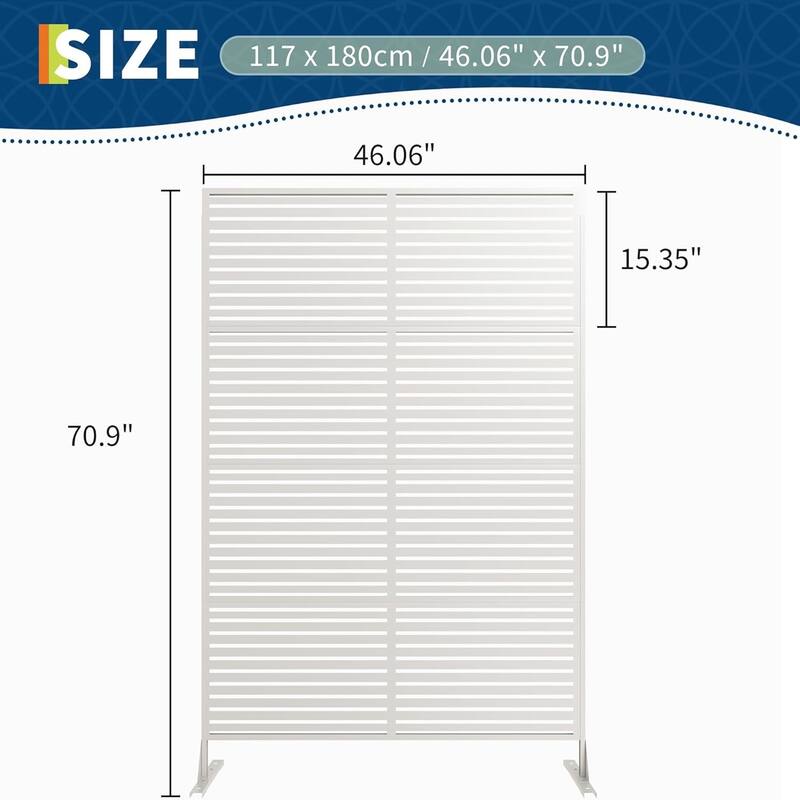 2PCS 72 in H Metal Garden Fence Panels Black Scroll Design Rust-Resistant Border and Privacy Screen Stripe-Black