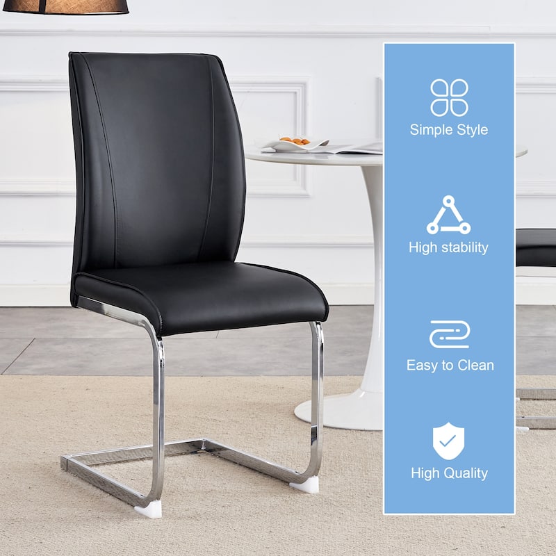 Industrial Style Arch Bar chair, Set of 6 PU Material High Resilience Dining Chair with Arched Metal Leg for Dining Room, Bar