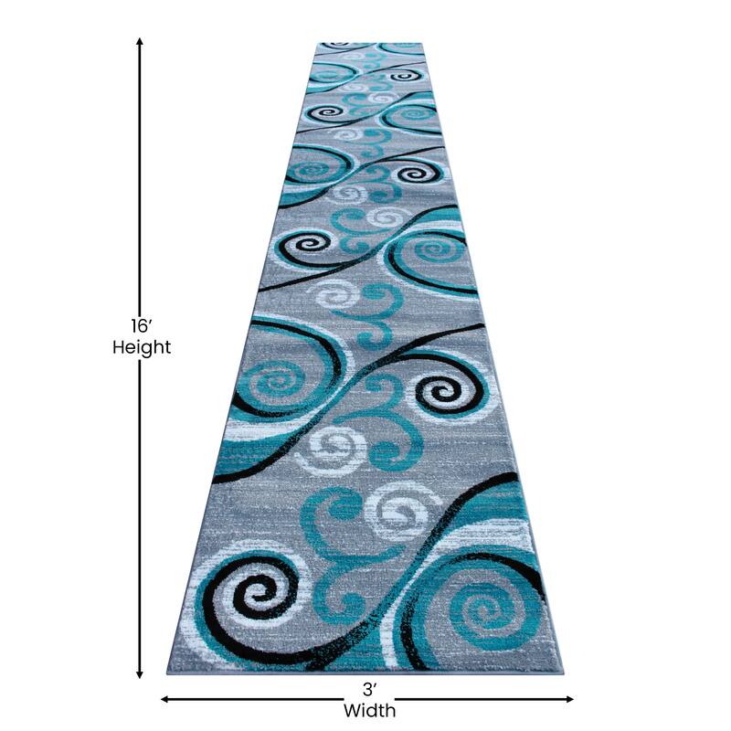 Modern Distressed Swirl Abstract Style Indoor Area Rug