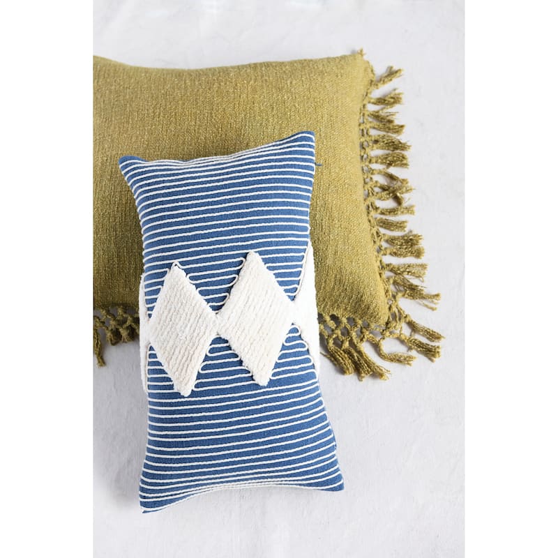 Cotton Slub Pillow with Crochet and Fringe