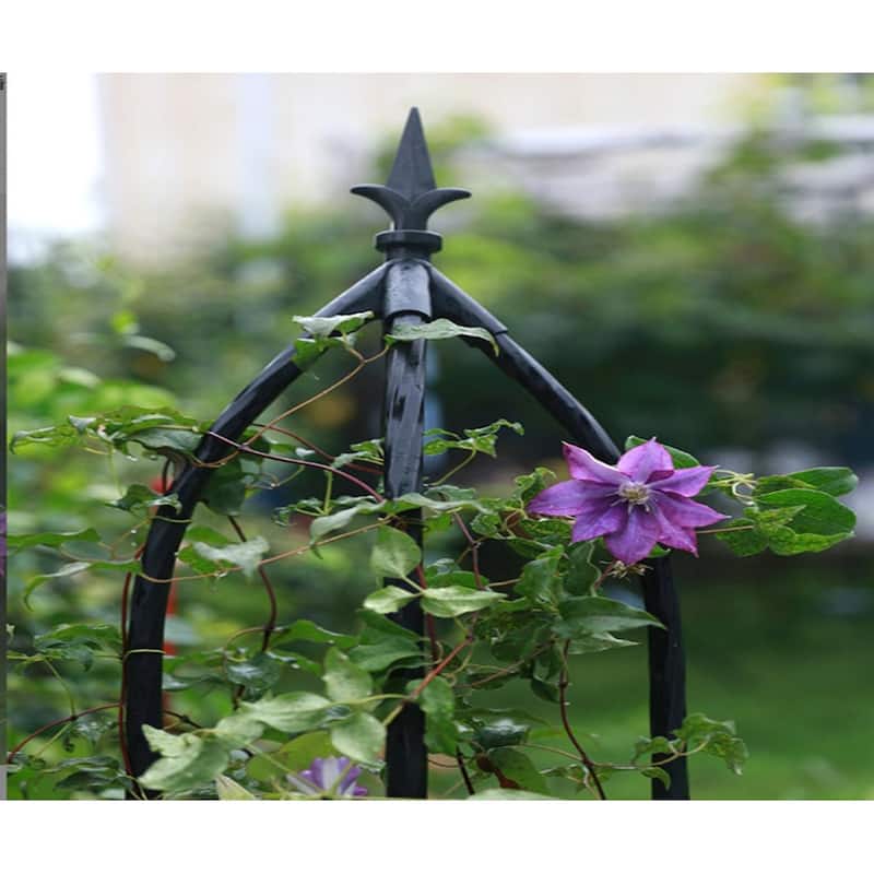 69.7'' Black Garden Trellis for Vines and Flowers Weather-Resistant Obelisk Climbing Frame for Outdoor Decor - 10.2"Dia x 64.2"H