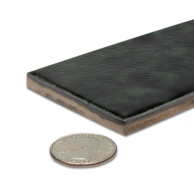 Merola Tile Menorca Forest Black 2-1/2" x 12-7/8" Ceramic Wall Tile