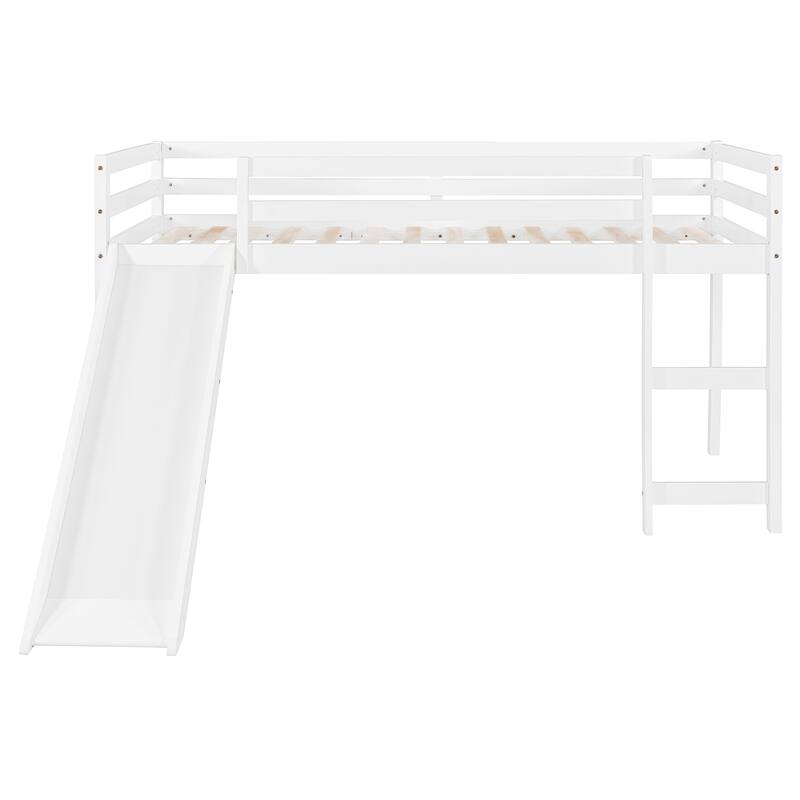Loft Bed with Slide, Multifunctional Design, Twin