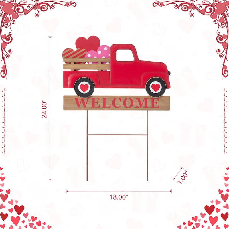 Glitzhome Metal Christmas Truck Garden Yard Stake or Wall Decor