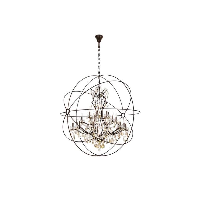 Royce Edge 25-Light Dark Bronze Chandelier - dark bronze (royal cut clear crystals)