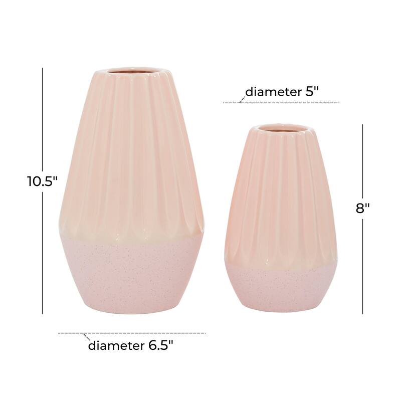 Ceramic Handmade Decorative Vase - Set of 2 Pink - Roche River Decor