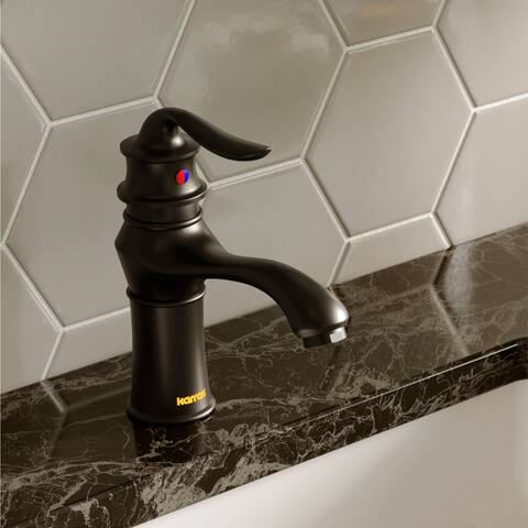 Karran Dartford Single Hole Single Handle Basin Bathroom Faucet with Matching Pop-up Drain
