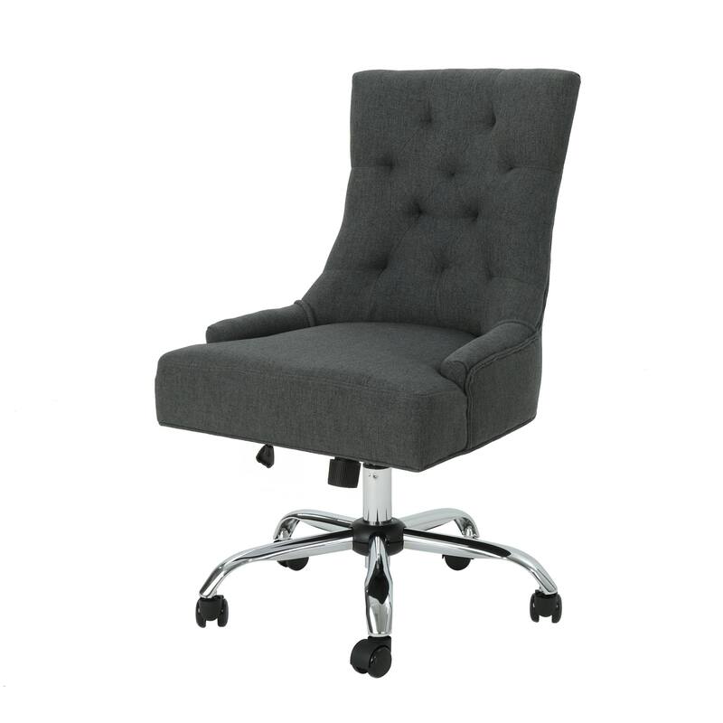 360° Rotating Home Office Chair, Adjustable Height Ergonomic Chair, Upholstered Desk Stool with Metal Base and Wheels - N/A