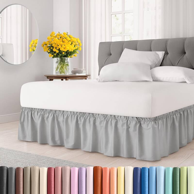 12-Inch Bed Skirt for Queen-Size Bed - Light Grey