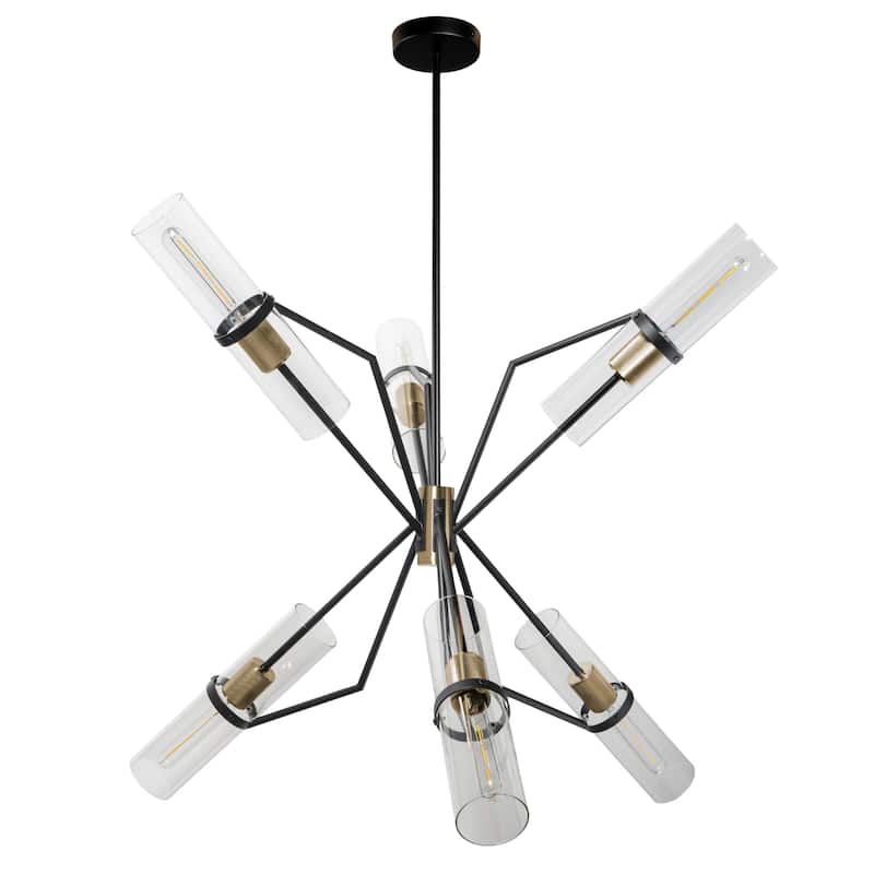 Everly 6 Light Chandelier Modern Sputnik Chandelier - 38 x 38 x 20 - Black/Brass