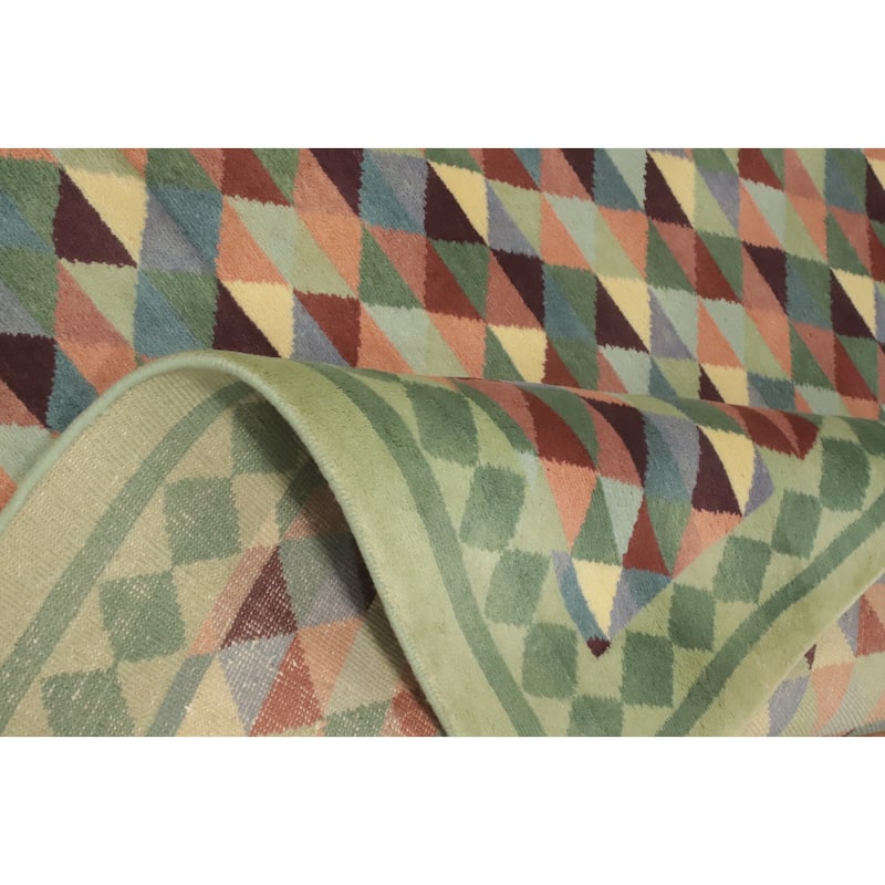 Hand-knotted Tribal Wool Multi-Colored Geometric Oriental Area Rug - 8' 9'' X 6' 0''