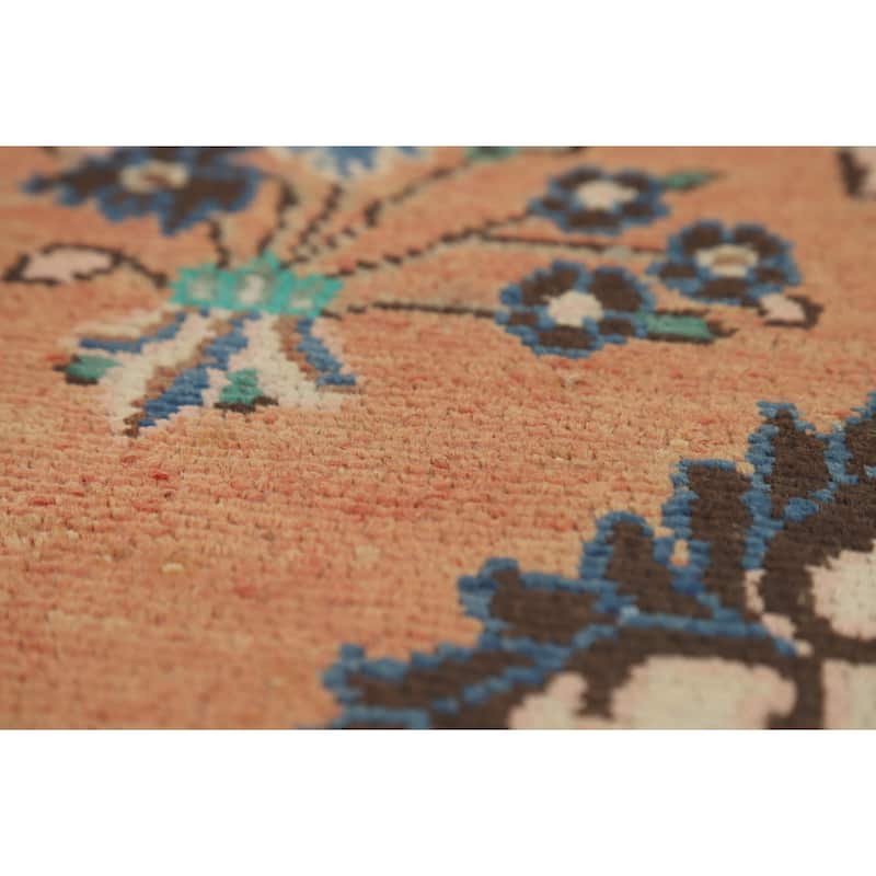 Orange Floral Hamedan Persian Area Rug Hand-Knotted Wool Carpet - 8'6" x 11'11"