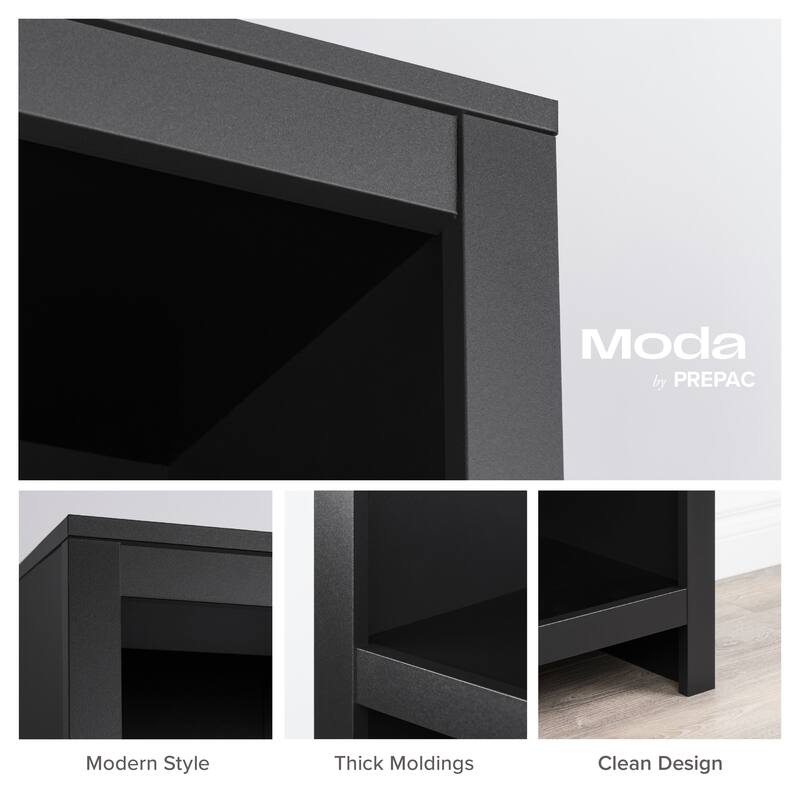 Prepac Moda 80" H 5-Tier Bookcase, Modern Storage Accent Bookshelf with 3 Adjustable Shelves for Home Office, Living Room