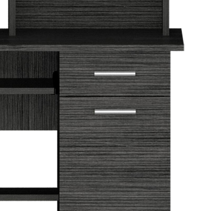 FM Furniture Weston Two Writing Computer Desk, Hutch, Single Drawer and Cabinet, Six Shelves