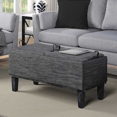 Multipurpose Storage Ottoman with Reversible Trays for Serving, Seating and Convenient Living Room Organization