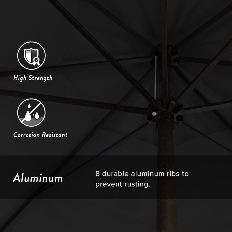 California Umbrella 7.5' Round Aluminum Crank Lift Auto Tilt 8 Rib Patio Umbrella, Bronze Finish, Sunbrella Fabric
