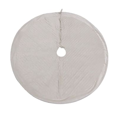 National Tree Company 60 in. HGTV Home Collection Quilted Velvet Tree Skirt, Ivory - 60 in