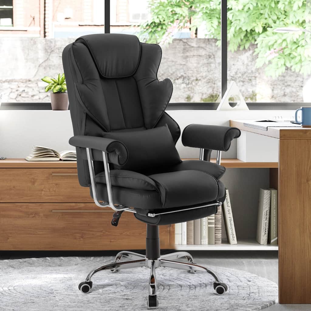 Executive Chair with Headrest Footrest Lumbar Pillow